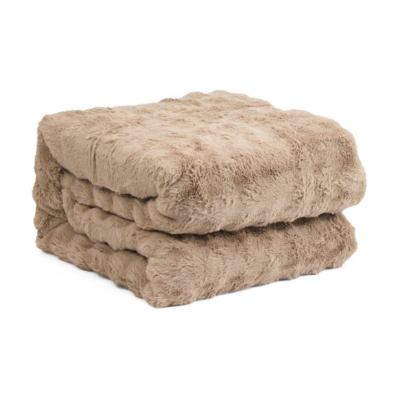 FRYE Tan Bubble Faux Fur Comforter Set - Picture 2 of 2